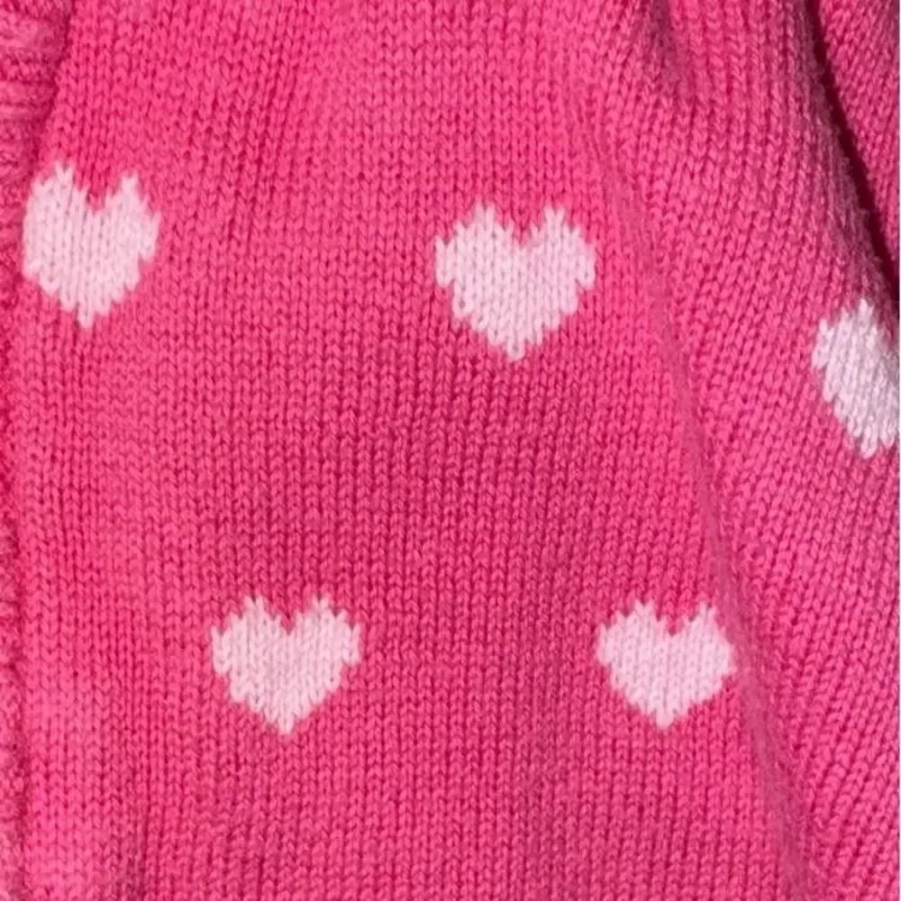 GYMBOREE Pink Heart Knit Jacket Girls 12-18 Months Sweater Hooded Full Zip Fall
